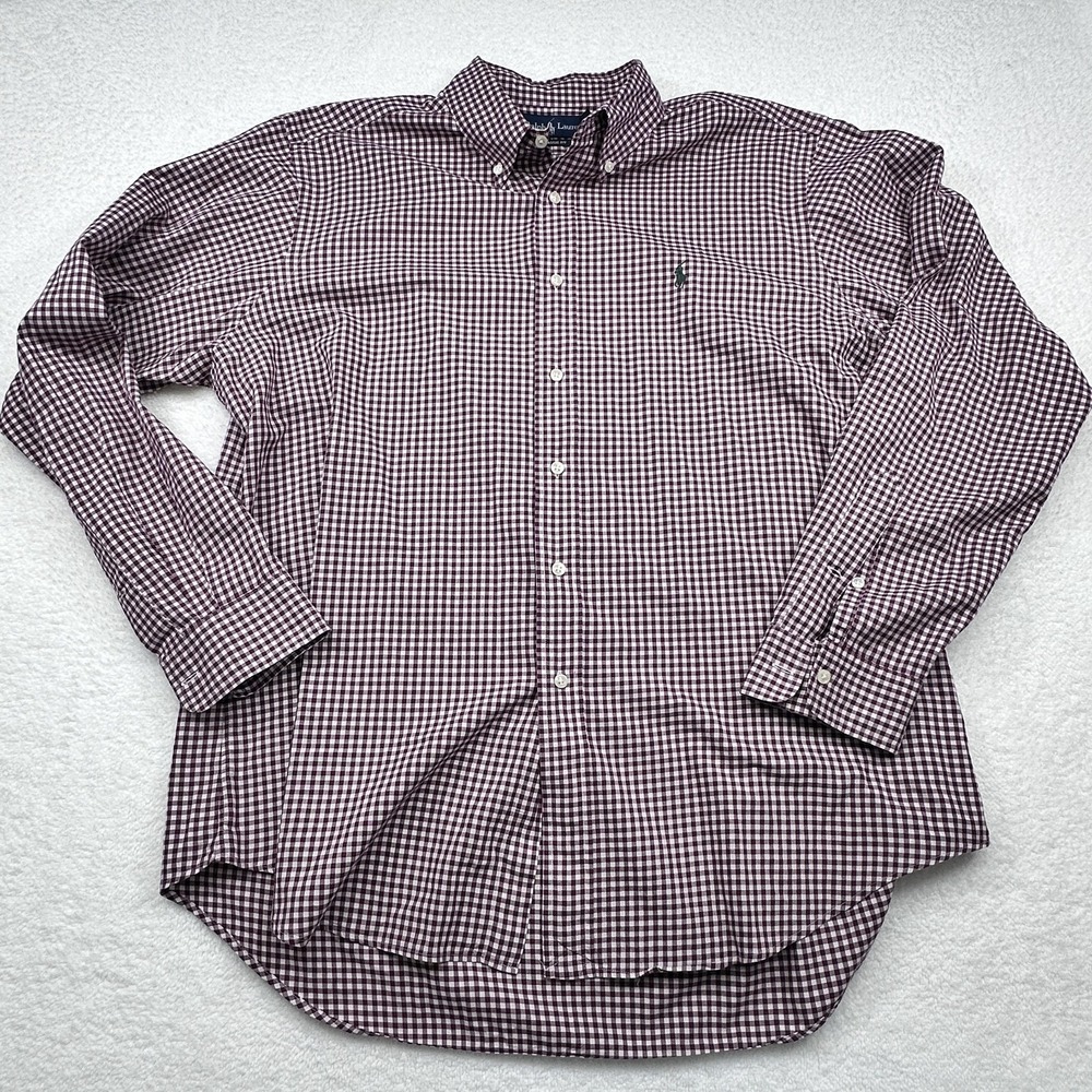 Ralph Lauren Shirt Mens XL Purple Check Button Down Long Sleeve Classic‎ Fit